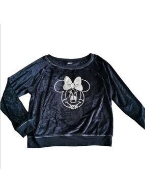 Disney Minnie Mouse Black Velour Sweatshirt Large